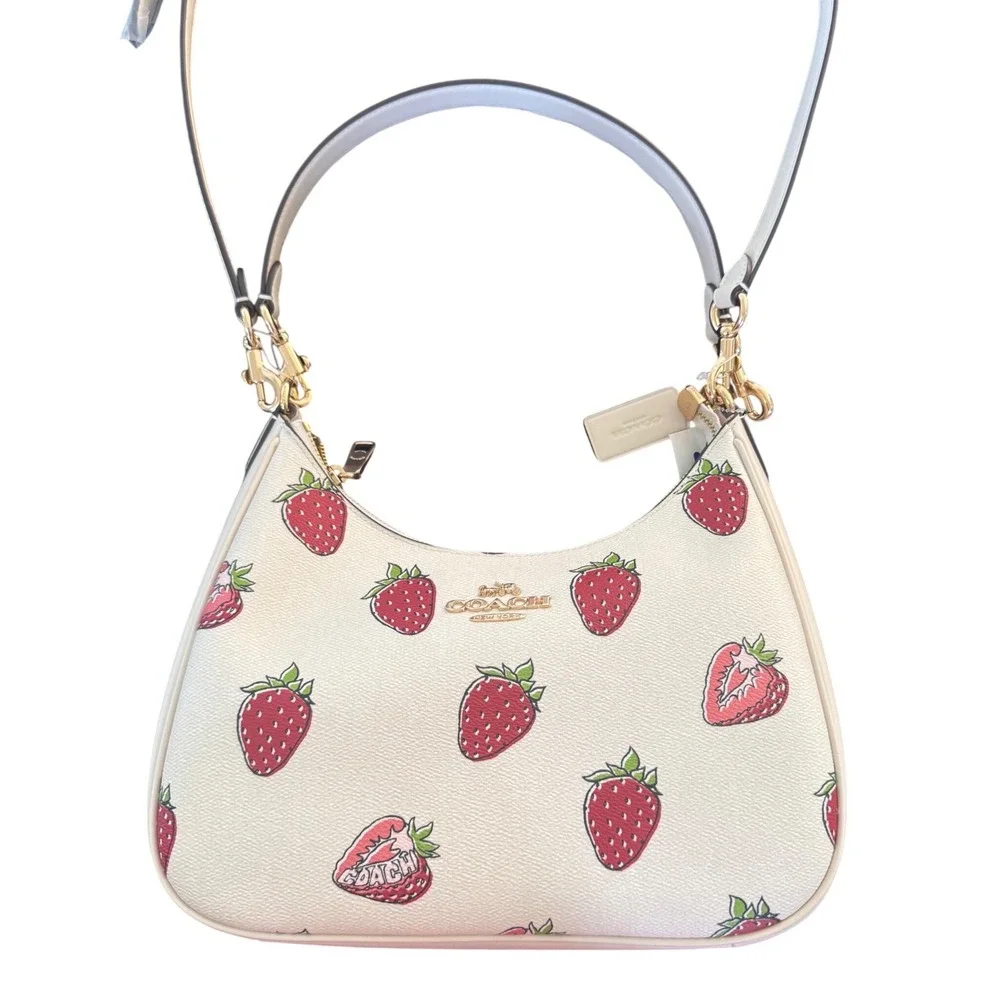 Coach Teri Strawberry Hobo Crossbody Adjustable Strap Gold Tone Hardware NWT